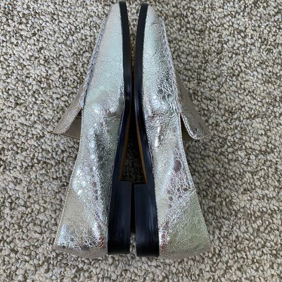 Dolce Vita Beny Flats Size 7.5 Silver Distressed Leather Loafer Preppy Old Money - Picture 12 of 16